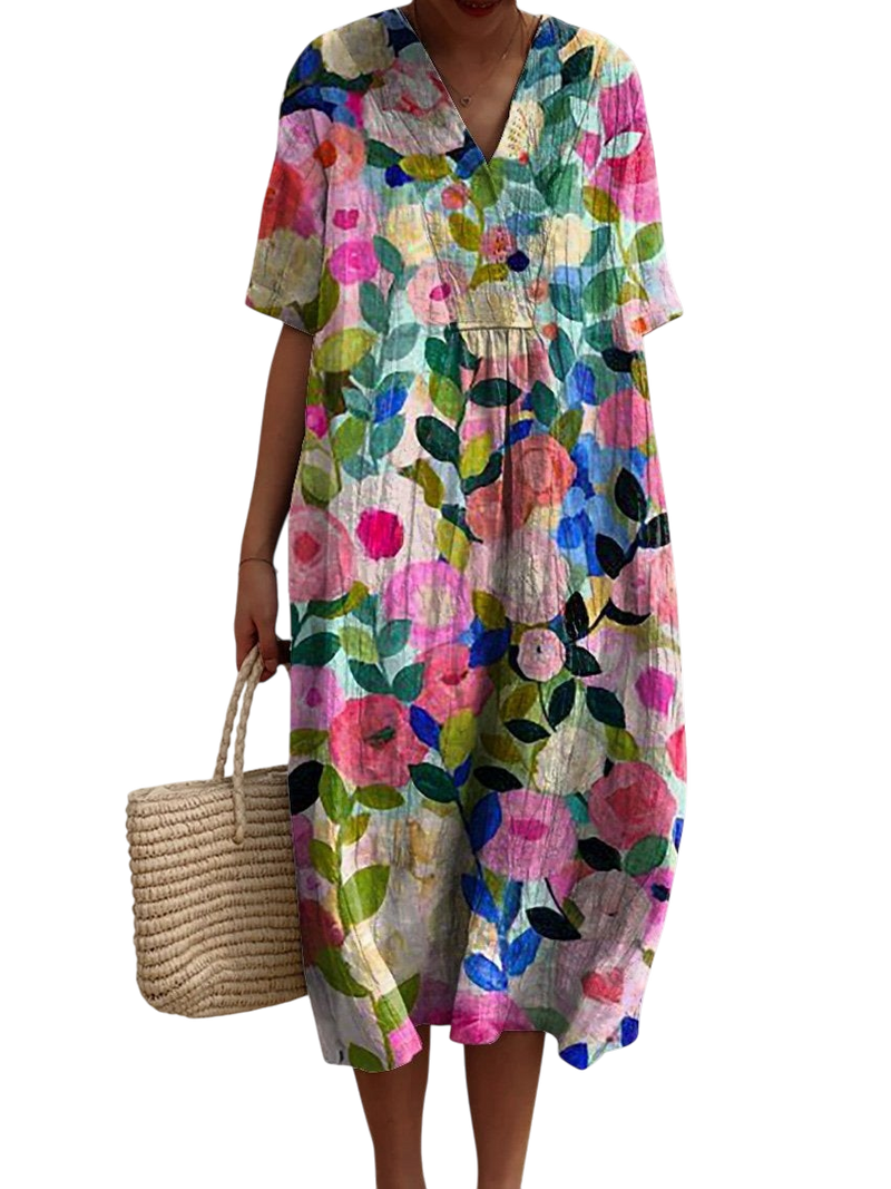 Kailani - Colorful Flowing Spring Dress With Floral Design