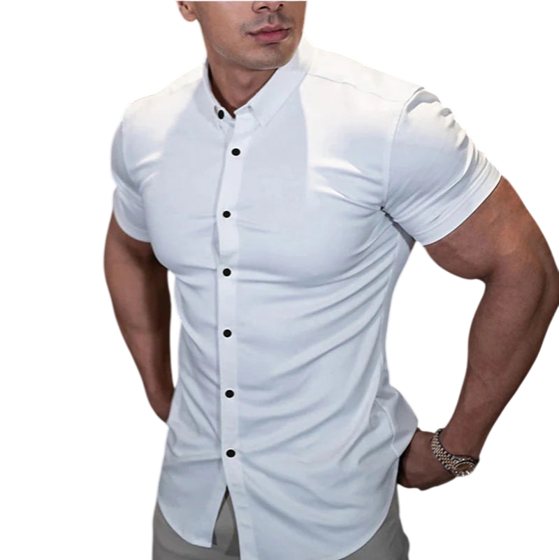 Rhys - Sleek Slim Fit Short Sleeve Shirt for Stylish Men
