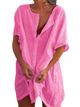 Shauna - Vibrant Pink Linen Tunic Lightweight Beach Coverup