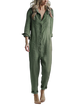 Emilia - Casual Women's Long Sleeve Linen Jumpsuit Olive